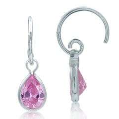 EARRINGS PINK SAPPHIRE C HOOP WITH STERLING SIVER