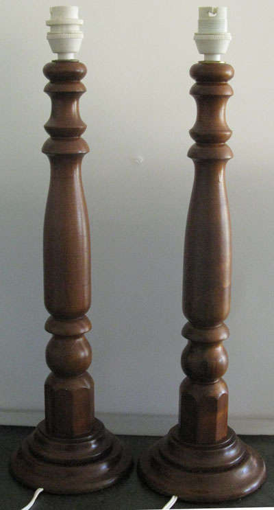GORGEOUS PAIR OF SOLID WOODEN LAMPS