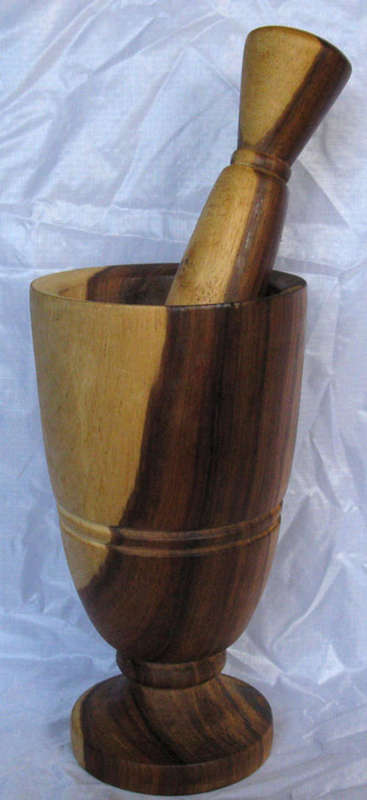 UNIQUE SOLID WOODEN MORTAR & PESTLE