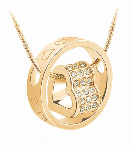 ***18K YELLOW GOLD PLATED HEART & RING ~ WITH SWAROVSKI ELEMENTS***