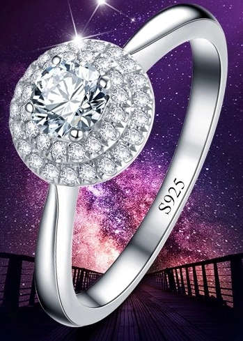 SIMULATED DIAMOND RING WITH ACCENTS ~STAMPED S925~ SIZE 6 3/4 - N (54mm)