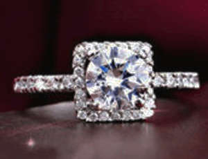 SQUARE INLAY WHITE ROUND TOPAZ *STAMPED S925* SILVER ENGAGEMENT RING ~ SIZE 6 ~