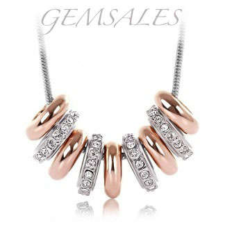 ***9 RING SWAROVSKI ELEMENTS CRYSTAL NECKLACE  - ROSE GOLD PLATED***