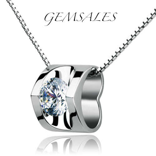 ***SOLID 925 STERLING SILVER SNAKE CHAIN & HEART CUBIC ZIRCONIA PENDANT***