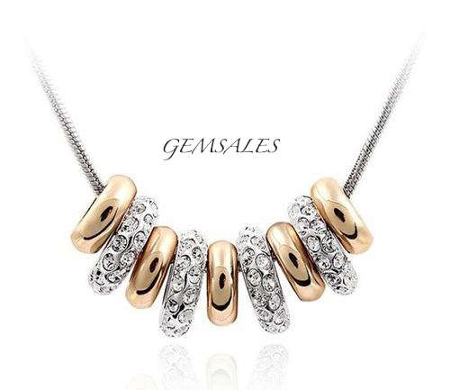 ***9 RING SWAROVSKI ELEMENTS CRYSTAL NECKLACE  - YELLOW GOLD PLATED***