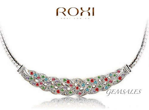 *ROXI* GENUINE AUSTRIAN MULTI COLOR CRYSTALS PLATINUM PLATINUM PLATED~ 100% HAND MADE~*