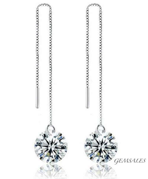 SILVER CHAIN EARRINGS *SIMULATED DIAMONDS* STAMPED S925 * 3 AVAILABLE