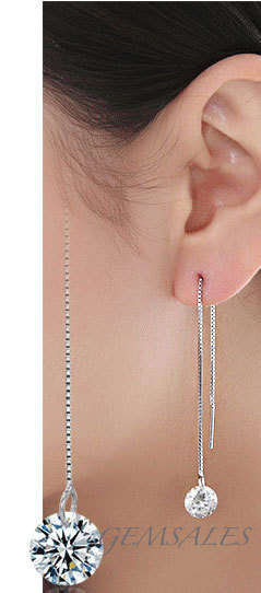 SILVER CHAIN EARRINGS *SIMULATED DIAMONDS* STAMPED S925 * 3 AVAILABLE