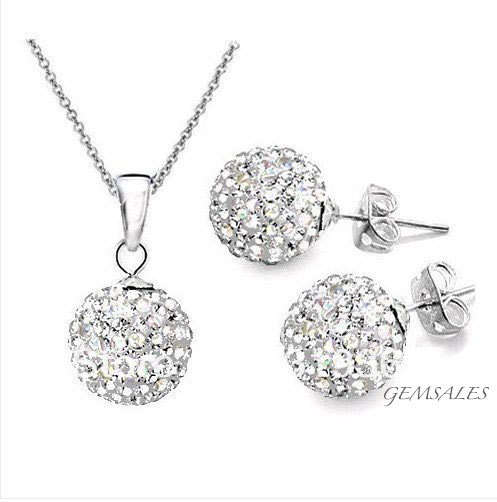 STERLING SILVER SHAMBALLA SET *MADE WITH SWAROVSKI ELEMENTS* ~ STAMPED 925 ~