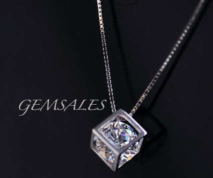 NEW ARRIVAL!!!  SILVER NECKLACE & SIMULATED DIAMOND PENDANT *STAMPED 925*