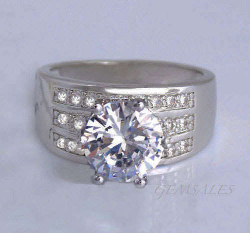 * EXQUISITE 3 CARAT SIMULATED DIAMOND ENGAGEMENT * STAMPED S925 ~ SIZE 8 1/2