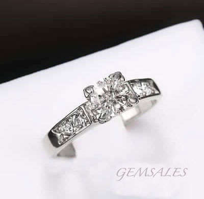 #NEW ARRIVAL# ELEGANT  SIMULATED DIAMOND RING   ~18K PLATINUM PLATED~ SIZE 8