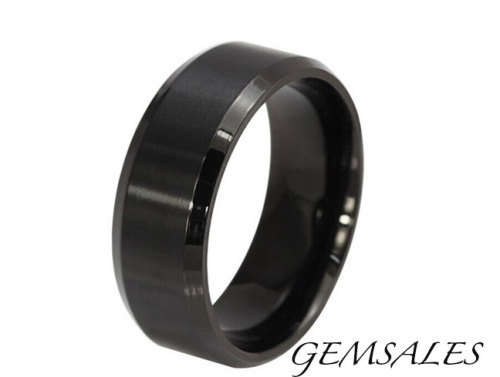 ***MEN'S BLACK TITANIUM RING BEVELED EDGE 8mm WIDE RING ~ SIZE - 9