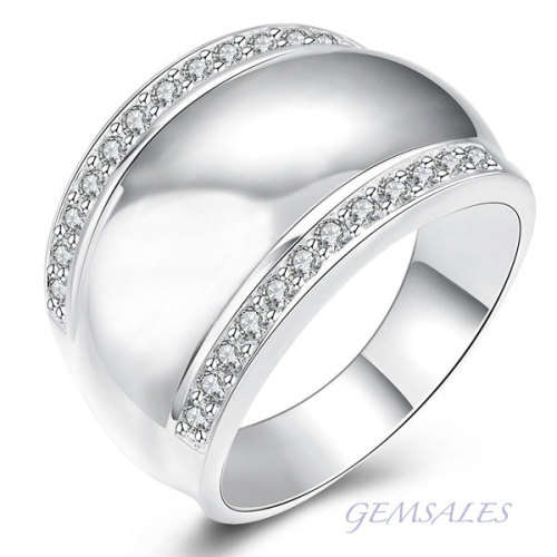 SILVER DOME RING WITH MICRO PAVE CZ INLAY  #S925#   SIZES AVAILABLE    6   /   7