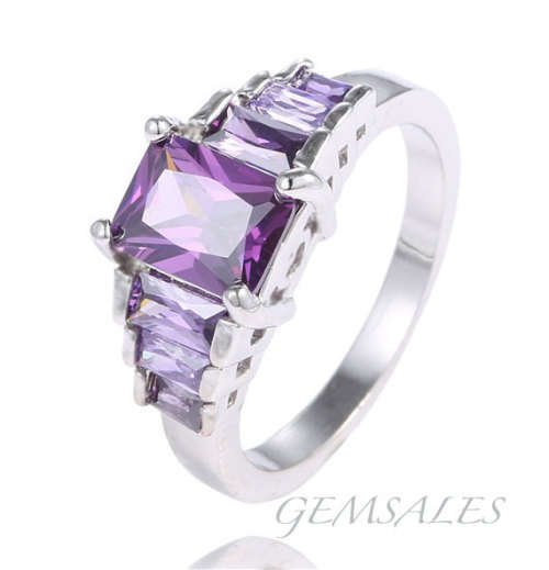 NEW ARRIVAL!  EXCUISITE  AMETHYST CZ RING STAMPED 925 * SIZE 6 3/4 - N (54mm) *