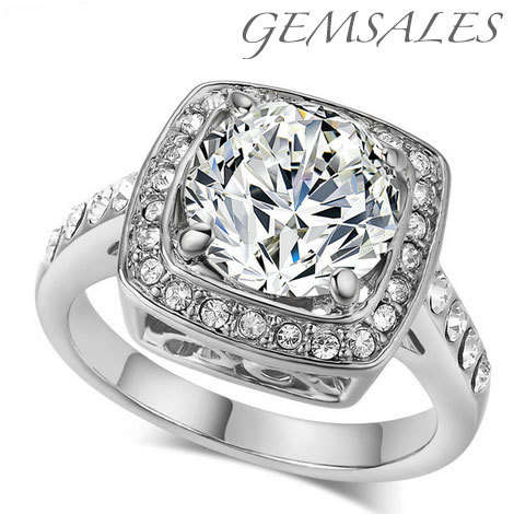 3.78 CARAT #ELEGANT PRINCESS STYLE SIMULATED DIAMOND RING STAMPED 18KGP # SIZE Q - 7 1/4 - 55mm