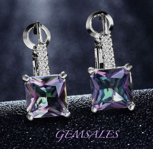 STUNNING MYSTIC TOPAZ EARRINGS  #STAMPED 925#