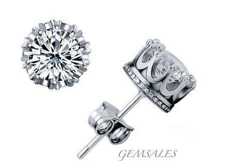 SIMULATED DIAMOND CZ EARRINGS # CROWN SETTING #