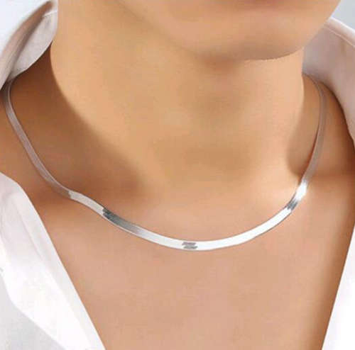 SILVER FLAT SNAKE CHAIN 49.5 CM