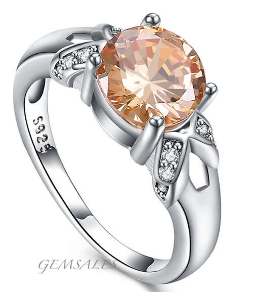 *SPECTACULAR* 3.35 Carat CHAMPAGNE CZ S925 * SIZE  7 *