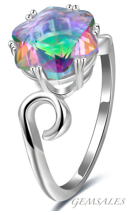 6.58 CARAT MYSTIC TOPAZ CZ IN ELEGANT SETTING #ABSOLUTELY STUNNING#  - SIZE  7