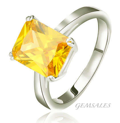 EXCUISITE  3.79ct. EMERALD CITRINE CZ RING  * SIZE 7 1/2 *