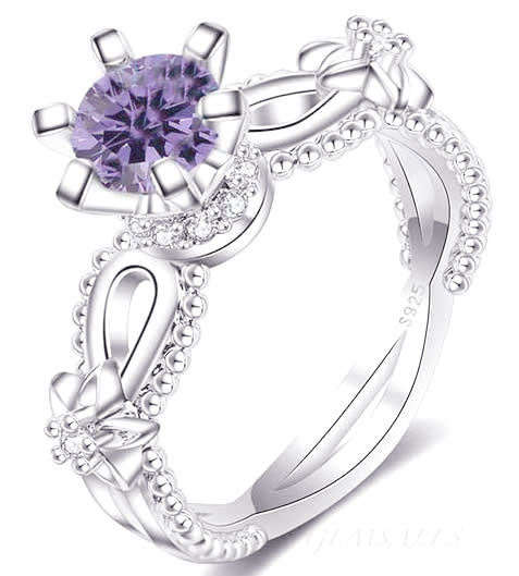 ELEGANT STYLE  *AMETHYST*  CZ RING   *S925*    SIZE 8