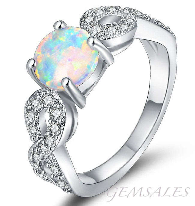 ELEGANT STYLE OPAL CZ RING WITH MICRO INLAY  *  SIZE 7  *