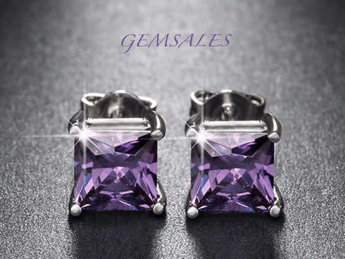 AMETHYST  CZ  EARRINGS