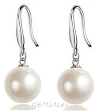 SIMULATED PEARL  EARRINGS *S925*  8mm
