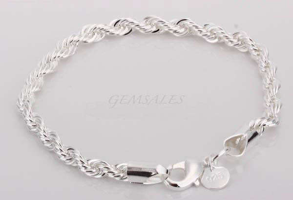 STUNNING SILVER TWISTED ROPE BRACELET *S925*  20 cm