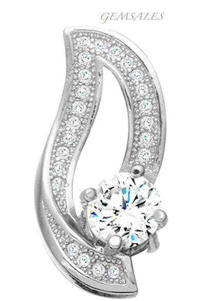 ELEGANT & STYLISH BRILLIANT CUT SIM DIAMOND  PENDANT NECKLACE  *18KRGP*