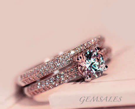 ROSE GOLD STUNNING VICTORIA WIECK ENGAGEMENT & WEDDING RING SET *S925*  SIZE 6 3/4 N