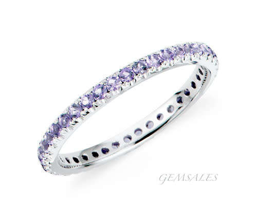 ELEGANT STYLE AMETHYST CZ ETERNITY RING ***S925***   SIZE 8.5 - Q 1/2  - 58mm