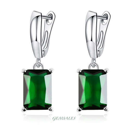 SPECTACULAR 6ct EMERALD GREEN SIM DIAMOND CZ EARRINGS