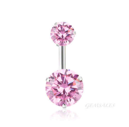 CUBIC ZIRCONIA   # SURGICAL STEEL BELLY BUTTON RING #     *** GIFT IDEA ***