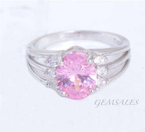 2.54ct  OVAL CUT PINK TOPAZ  CZ   *S925*  SIZE 6.75 - N 1/2  - 54mm