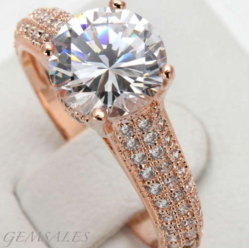 3.46ct BRILLIANT CUT CZ  *ROSE GOLD PLATED* SENSATIONAL!    *18KGP*   SIZE  8 3/4 - R  - 59mm