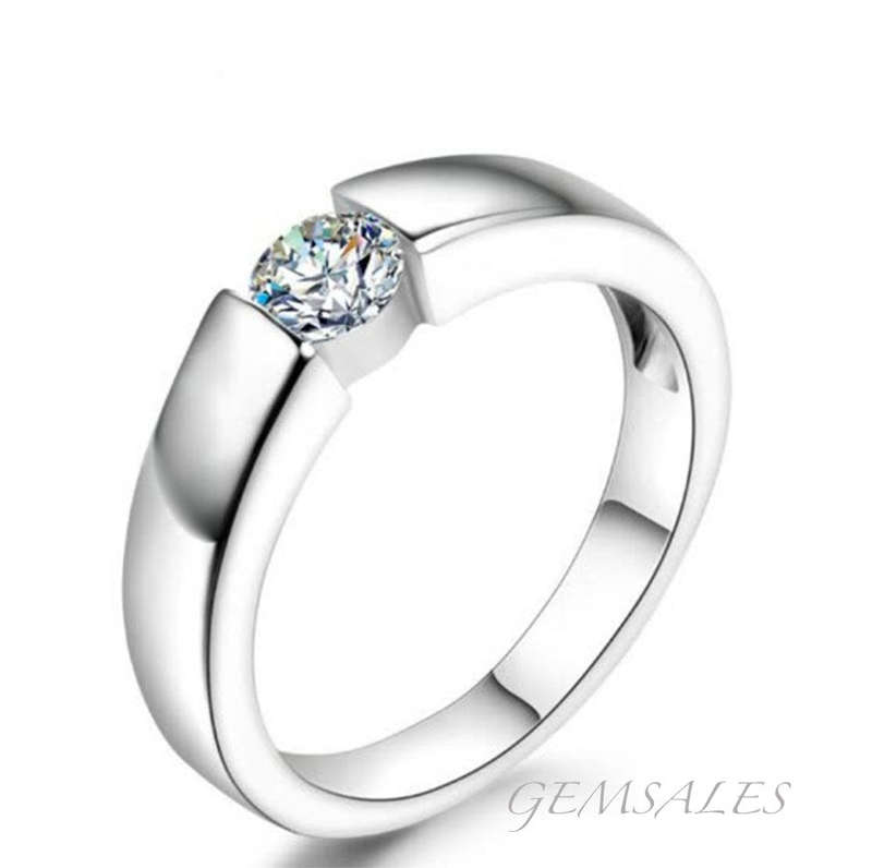 0.4ct CZ  *PLATINUM  PLATED*   *18KGP*   SIZE  8 - Q   - 57mm