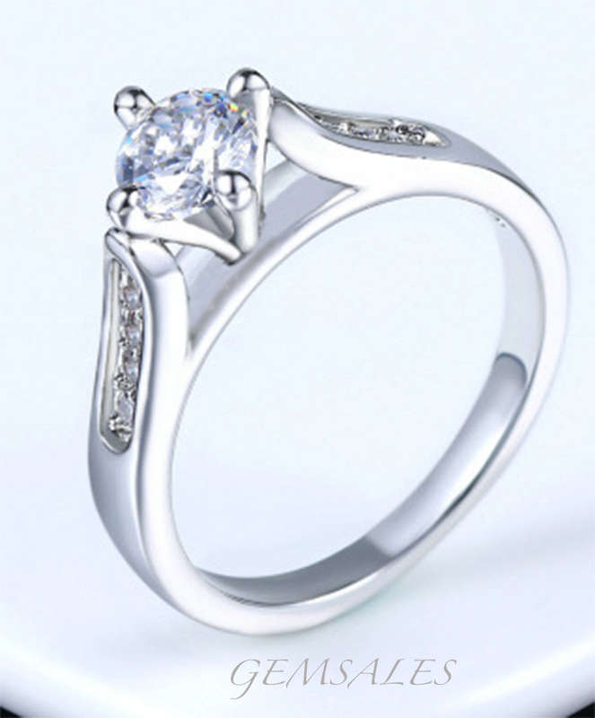 0.49ct AUSTRIAN CRYSTAL WITH INLAY *WHITE GOLD PLATED*   *18KGP*   SIZE   8  - Q  - 57mm