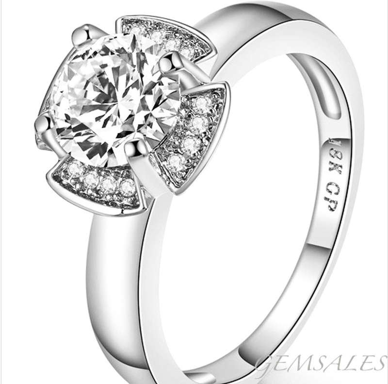 1.28ct BRILLIANT CUT SIM DIAMOND CZ  WITH ACCENTS  *18KGP*   SIZE 8 - Q  - 57mm