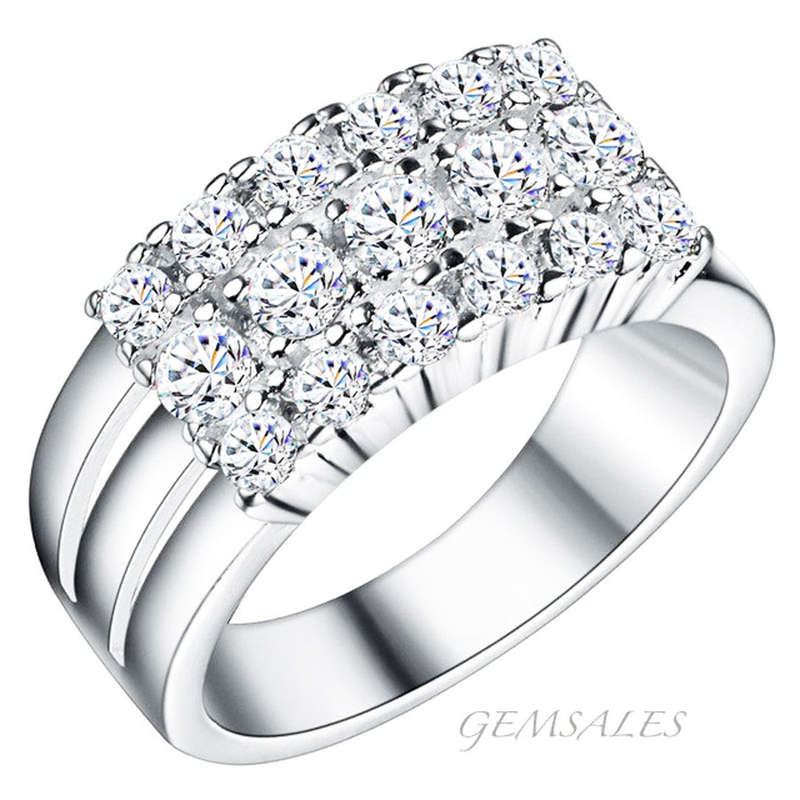 ELEGANT SILVER RING ENCRUSTED WITH AUSTRIAN CRYSTALS  *18KGP*   SIZE   6 -  M  -  52mm