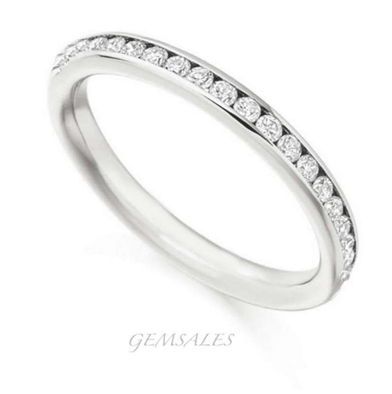 4mm BAND CHANNEL SET CZ INLAY FULL ROUND  *WHITE GOLD PLATED*      SIZE  6.5   -  N  - 53.5mm