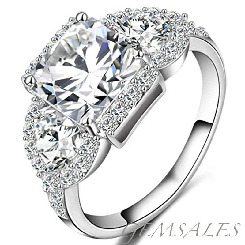 4ct Sim Diamond CZ Ring With Accents ELEGANTLY STYLED *S925* -  SIZE  7  -  O  -  54.5mm