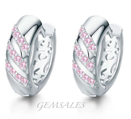 ELEGANT CUFF  EARRINGS WITH MICRO INLAY  PINK TOPAZ CZ