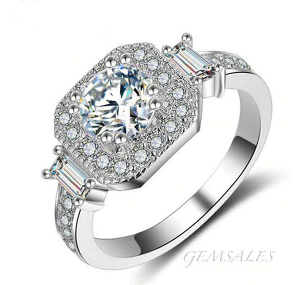 0.75ct SIM DIAMOND CZ IN HALO SETTING   - SIZES AVAILABLE   5.75  /  6.75  /  7  /  8