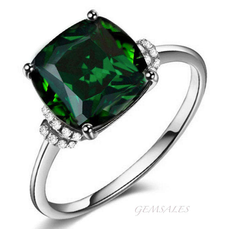 6ct  EMERALD TOPAZ  CZ  #ELEGANT SETTING#  *S925*   SIZE   10   -   T 1/2   -   62mm
