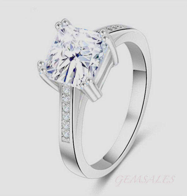 2.9ct  PRINCESS CUT SIM DIAMOND CZ  #ELEGANT SETTING#  *S925*    SIZES AVAILABLE    8  /  8.5