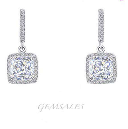 ELEGANT 1.30ct  CZ EARRINGS IN HALO SETTING  ***GIFT IDEA***