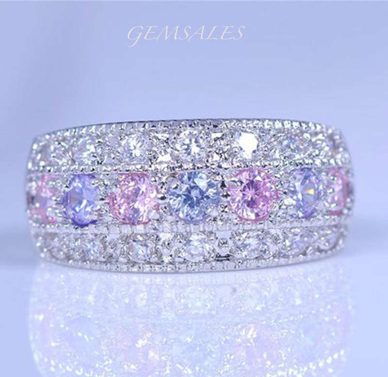 AMETHYST & PINK CZ RING WITH MICRO INLAY       SIZES     6   /   7       AVAILABLE